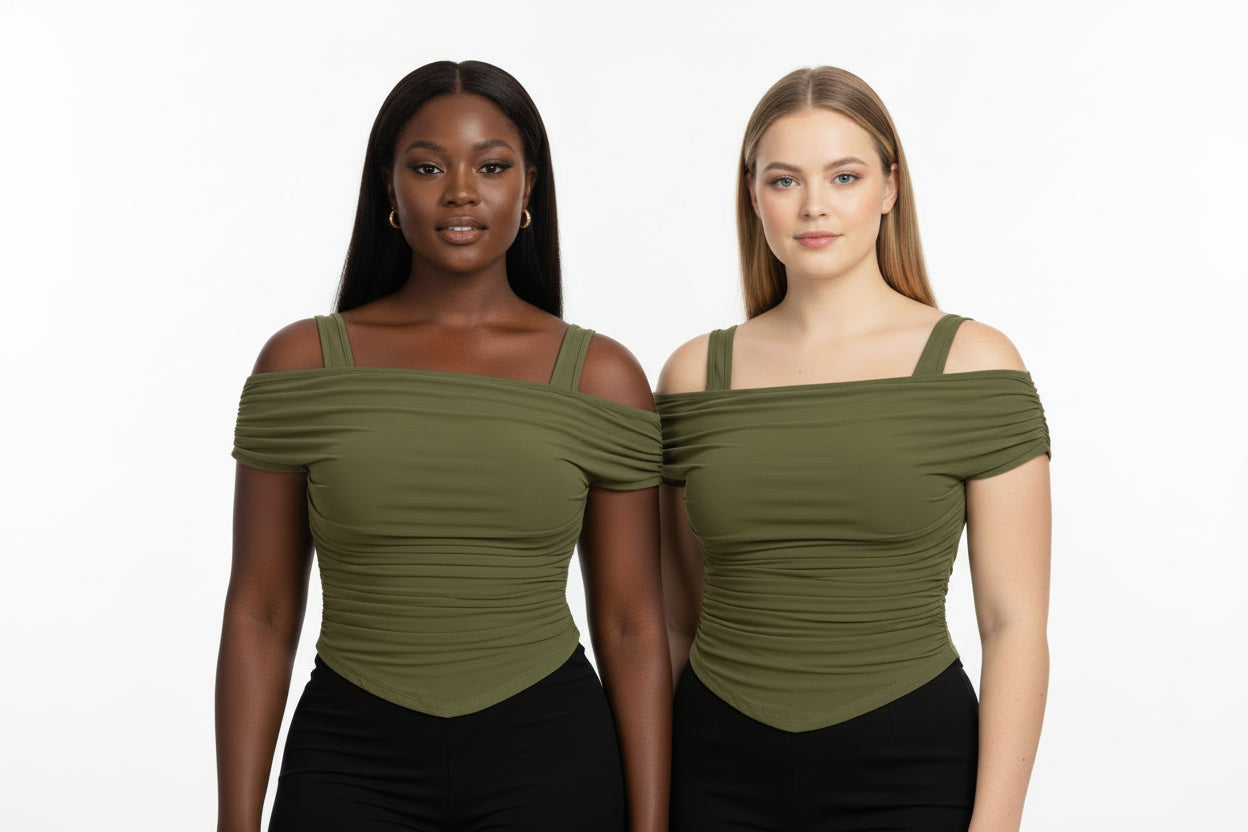 Folded Neck Crop Tee