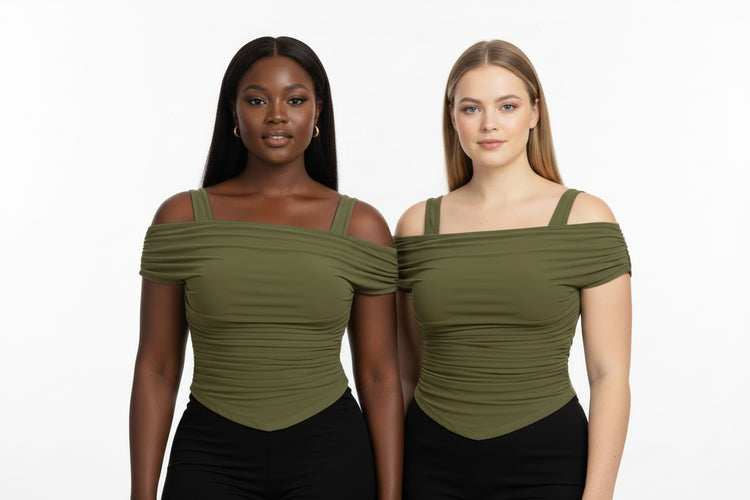 Folded Neck Crop Tee