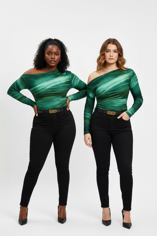 Asymmetric Ombre Long Sleeve Top